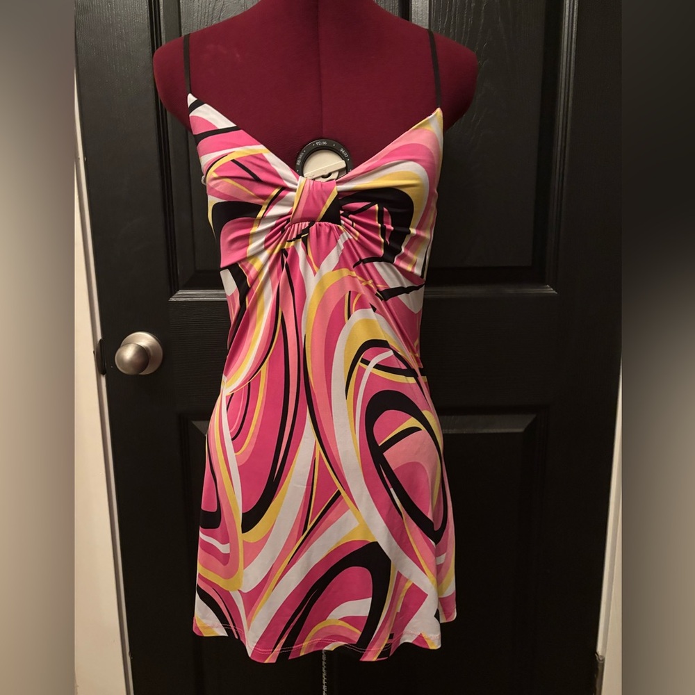 Y2K Vintage Kings Kueen pink swirl print dress